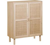 Home Heavenly® - Aparador de ratán con 2 Puertas Camile, Mueble almacenaje con balda Interior divisoria, 110x80x40 cm. (Pino - Ratán)