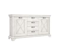 Home Heavenly® - Aparador Karen, 2 Puertas + 4 cajones. Estilo rústico Moderno en Madera Blanco Pino. Fabricación Europea.