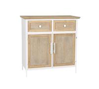 Home Heavenly® Aparador NOLA - Mueble Auxiliar con Estructura Metálica Blanca y Frentes de Madera de Abeto - Estilo Nórdico Natural - 77x39x80 cm - Entrega Montado