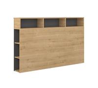 Home Heavenly® - Cabecero Cama 160 con almacenaje Onix, 9 Espacios útiles. 162x100x23 cm (Roble Hamilton y Gris Oscuro).