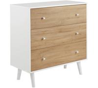 Home Heavenly Cómoda 3 cajones estilo nórdico blanco y roble