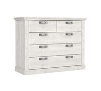 Home Heavenly® - Cómoda 5 cajones Karen. Cajonera Estilo rústico Moderno, Color Blanco Pino. 119,5x89,9x44,9 cm.