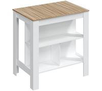 Home Heavenly Mesa alta de cocina tipo isla en blanco y roble