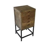 Home Heavenly® Mesa Auxiliar Indi | Madera de Abeto Anogalado y Patas Metálicas | 5 Cajones con Tiradores Tallados | Estilo Rústico Country - 38x36x78,5 cm Color Nogal