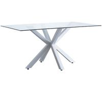 Home Heavenly Mesa comedor cristal 160x90 con patas doble x blancas