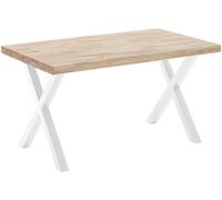 Home Heavenly Mesa comedor estilo industrial patas blancas en 'x' 140x80 cm