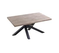 Home Heavenly® - Mesa Comedor Industrial Gael 160x100 cm. Tabla Madera Maciza Roble Honey. Patas metálicas Negras