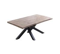 Home Heavenly® - Mesa Comedor Industrial Gael 180x100 cm. Tabla Madera Maciza Roble Honey. Patas metálicas Negras