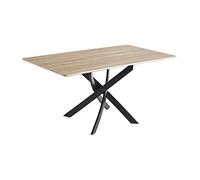 Home Heavenly® - Mesa Comedor Rectangular 140x80 cm Kito, Estilo Industrial, Tablero Roble y Patas entrecruzadas Metal Negro. (Rectangular)
