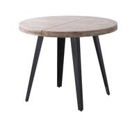Home Heavenly® - Mesa Comedor Redonda Extensible Estilo Industrial SKADI. Mesa de 100 cm diámetro. 2 tramos extensión a 140 hasta 180 cm. (Roble Honey - Negro)