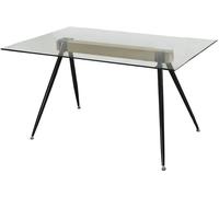 Home Heavenly Mesa de comedor de cristal, estructura de madera y patas de metal