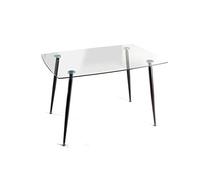 Home Heavenly® - Mesa de Comedor, Mesa de salón Modelo VARSOVIA, con Tapa de Cristal y Patas metálica Roble o Negra 120X80 cm - Varsovia - patanegra
