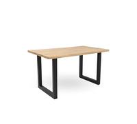 Home Heavenly® Mesa de Comedor, salón, Industrial Barcelona, Mesa de diseño Moderno y Robusto, Tablero en Listones de Madera con Acabado Recto Patas en Forma de U