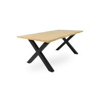 Home Heavenly® Mesa de Comedor, salón, Industrial Ciudadela, Mesa de diseño Moderno y Robusto, Tablero en Listones de Madera con Acabado Ondulado