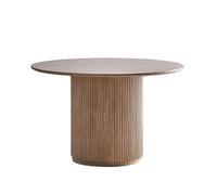 Home Heavenly® - Mesa Redonda CELA Mesa de Comedor con Base Central Acanalada, Tablero Efecto Piedra y Acabado Madera Sonoma, Diseño Elegante y Fácil Montaje