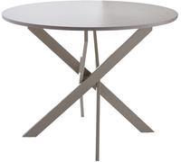 Home Heavenly Mesa redonda con patas metálicas y tablero de melamina crema 120x75 cm