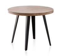 Home Heavenly® - Mesa Redonda SKADI, Estilo Industrial, Madera Roble y Patas metálicas. 100 cm Ø x 76 cm. (Roble Honey - Negro)