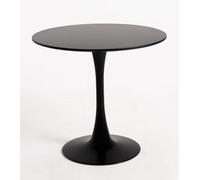 Home Heavenly®Mesa Redonda Tauro, Mesa de Comedor o Cocina, Diseño Vintage en Melamina de 100 cm, Ideal para Interiores y Espacios Cubiertos, Fácil Montaje (Negro)