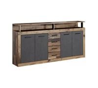 Home Heavenly® - Mueble aparador de salón-Comedor Luana, 4 Puertas 4 cajones. 190x95,4x31,9 cm. (Roble Antiguo-Gris)