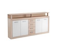 Home Heavenly® - Mueble aparador de salón-Comedor Luana, 4 Puertas 4 cajones. 190x95,4x31,9 cm. (Roble-Blanco)