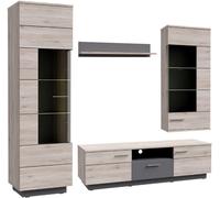 Home Heavenly Mueble salón completo 240 cm 4 módulos color gris