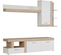 Home Heavenly Mueble salón completo de 2 módulos en blanco y roble