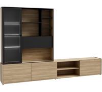 Home Heavenly Mueble salón modular con gran estantería vitrina negra