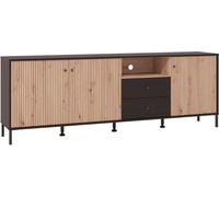Home Heavenly Mueble TV con 4 cuerpos en ébano y roble artisan 74 x 208 x 40 cm