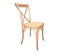Home Heavenly® - Pack 2 apilables de Madera Piper, Silla Vintage provenzal con Asiento de ratán. (Madera Clara)