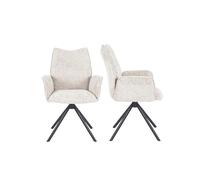 Home Heavenly® Pack 2 Sillas Andrea 180° - Silla Giratoria con Retorno Automático - Tapizado Acolchado con Brazos Integrados - Patas Negras - Sillas de Comedor u Oficina Color Beige