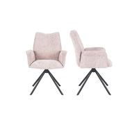 Home Heavenly® Pack 2 Sillas Andrea 180° - Silla Giratoria con Retorno Automático - Tapizado Acolchado con Brazos Integrados - Patas Negras - Sillas de Comedor u Oficina Color Rosa