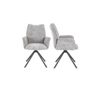 Home Heavenly® Pack 2 Sillas Andrea 180° - Silla Giratoria con Retorno Automático - Tapizado Acolchado con Brazos Integrados - Patas Negras - Sillas de Comedor u Oficina Color Gris Claro