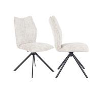 Home Heavenly® Pack 2 Sillas Nena 180° - Giratorias con Retorno Automático - Tapizado en Tela Acolchada - Patas Negras - 63x48x93 cm - para Comedor u Oficina Color Beige