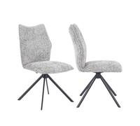 Home Heavenly® Pack 2 Sillas Nena 180° - Giratorias con Retorno Automático - Tapizado en Tela Acolchada - Patas Negras - 63x48x93 cm - para Comedor u Oficina Color Gris