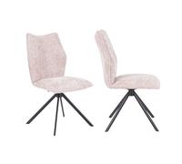 Home Heavenly® Pack 2 Sillas Nena 180° - Giratorias con Retorno Automático - Tapizado en Tela Acolchada - Patas Negras - 63x48x93 cm - para Comedor u Oficina Color Rosa