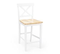 Home Heavenly® - Pack 2 taburetes Cocina Justin. Silla Alta para Isla en Blanco y Roble.