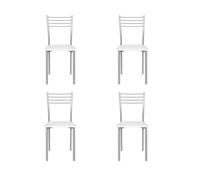 Home Heavenly ® Pack 4 Sillas Coll - Estructura Metálica, Asiento Acolchado en PVC, Fáciles de Limpiar, Ideales para Cocina y Comedor Diario (Blanca)