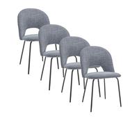 Home Heavenly® Pack 4 Sillas Comedor Cecile - Diseño Elegante con Respaldo Redondeado, Tapizado Tela Suave, Patas Metálicas Negras, Ideal para Salón 87x51x52 cm (Azul Jaspeado)