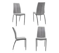 Home Heavenly® Pack 4 sillas Comedor tapizadas Ingrid, con Respaldo Alto y Detalle Lineal. Asiento ergonómico Patas Negra Tejido Gris Claro