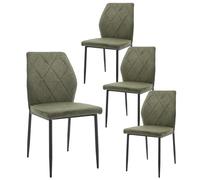 Home Heavenly® - Pack 4 sillas Comedor tapizadas Patrice, Silla con Respaldo ergonómico Detalle Rombos y Patas Metal Negro. 86,5x45x56 cm. (Verde)