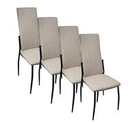 Home Heavenly® - Pack 4 sillas Comedor TASYA. Silla tapizada Tela Detalles Verticales, Patas Metal Negras, 101x43x50 cm. (Arena)