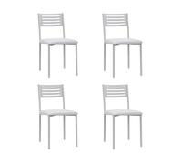 Home Heavenly ® Pack 4 Sillas Jul - Estructura Metálica, Asiento Tapizado PVC, Ligeras y Resistentes, Cocina y Comedor (Blancas)
