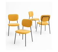 Home Heavenly® Pack 4 Sillas Tull - Sillas Apilables con Estructura Metálica, Tapizado en Tela Poliéster, Diseño Moderno para Comedor, Cocina y Eventos (85x51x44 cm) Color Mostaza