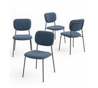 Home Heavenly® Pack 4 Sillas Tull - Sillas Apilables con Estructura Metálica, Tapizado en Tela Poliéster, Diseño Moderno para Comedor, Cocina y Eventos (85x51x44 cm) Color Azul