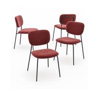 Home Heavenly® Pack 4 Sillas Tull - Sillas Apilables con Estructura Metálica, Tapizado en Tela Poliéster, Diseño Moderno para Comedor, Cocina y Eventos (85x51x44 cm) Color Rojo