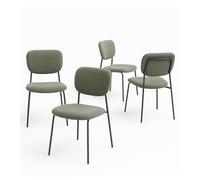 Home Heavenly® Pack 4 Sillas Tull - Sillas Apilables con Estructura Metálica, Tapizado en Tela Poliéster, Diseño Moderno para Comedor, Cocina y Eventos (85x51x44 cm) Color Verde