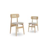 Home Heavenly®Pack de 2 sillas de Comedor Honey Estilo nórdico, Silla de Madera para Comedor Cocina Restaurante o Bar tapizada conrespaldo de ratán
