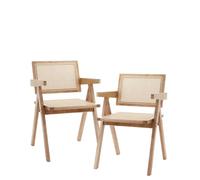 Home Heavenly® Pack de 2 Sillas de Comedor Mamba, en Madera y Ratán Natural.Elegancia y Sostenibilidad para Tu Hogar - Boho Chic