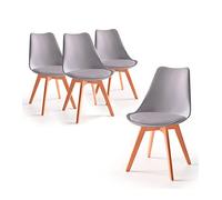 Home Heavenly® - Pack de 4 sillas Comedor, Envio Desde ESPAÑA, Silla diseño nórdico con Asiento Acolchado, TULIPA en Blanco o Gris (Gris)