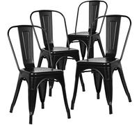 Home Heavenly®- Pack de Cuatro sillas Comedor, Modelo TOLIX, sillas metálicas apilables Vintage Industrial, para Uso Interior, envío Desde España. (Black)
